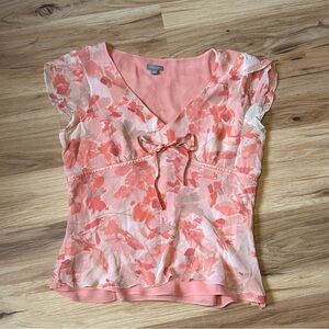 Ann Taylor Coral Floral Blouse